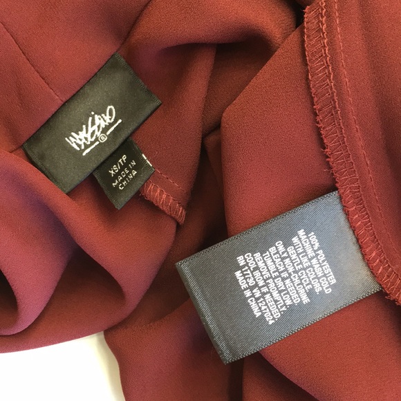 Burgundy V Neck long sleeve sheer blouse - Picture 8 of 8